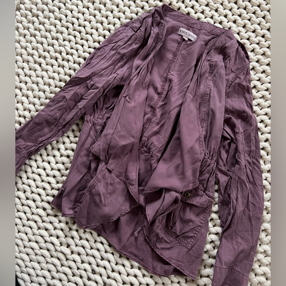 Worn once! Beautiful purple Knox rose open utility jacket cardigan size large